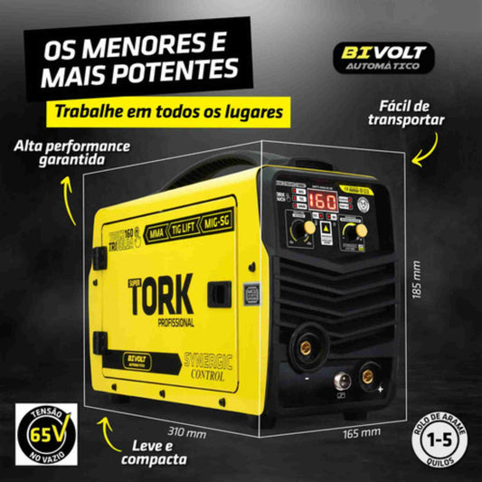 Maquina Solda Inversora Mig 160a Sem Gás Tig Mma Trisolda Amarelo
