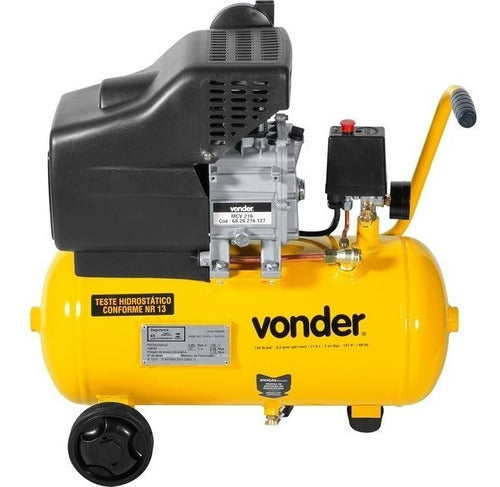 compressor de ar elétrico portátil vonder profissional leve mcv 216 monofásica 21.6l 2cv 220v 60hz amarelo
