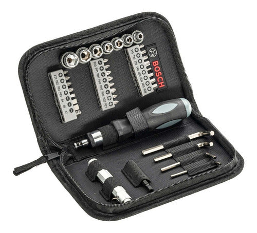 jogo de bits e soquetes bosch p/ aparafusar c/ 38 peças