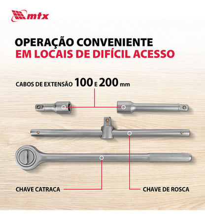 Jogo De Soquete Estriado 3/4pol. 19-50mm 20pcs Maleta Mtx