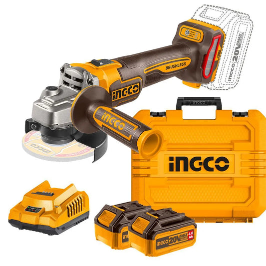 Esmerilhadeira Ingco 4.1/2 20v 2bat Maleta Carregador Discos