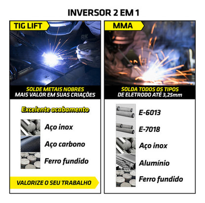 Maquina Solda Inversora Super Tork Kab Ie-6150-bv Mma Tig 15 Amarelo