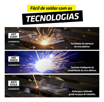 Maquina Solda Inversora Super Tork Kab Ie-6150-bv Mma Tig 15 Amarelo