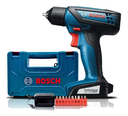 Furadeira Parafusadeira Sem Fio De 6mm Bosch Gsr 1000 Smart 12v Com Maleta 110v/220v