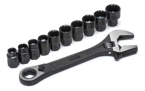 Jogo Soquetes Vortex X6 Chave Ajustável 11 Pçs St09000 Sata Verde