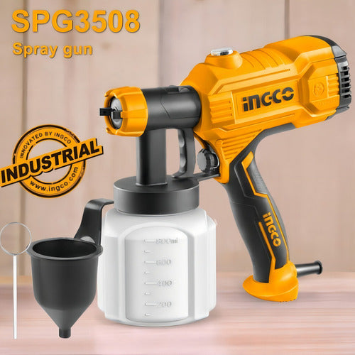 pistola de pulverização elétrica pintura ingco 800ml 450w - laranja/preto