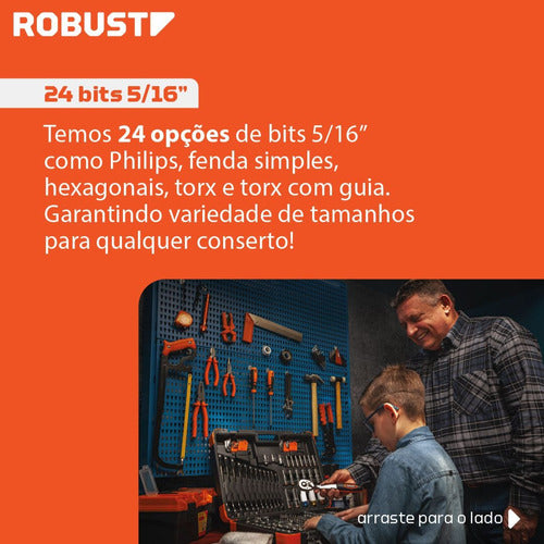 maleta jogo ferramentas completa gedore robust 178 peças preto e laranja