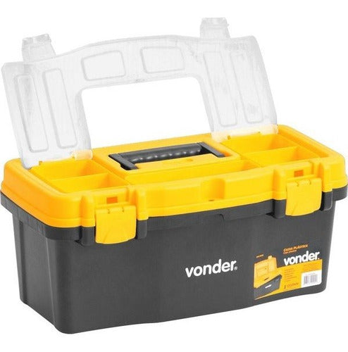 caixa plástica vonder para ferramentas 40cm c/ bandeja preto