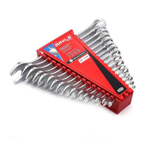 Jogo Chaves Combinada Polegada 1/4 A 1.1/4 Mayle 16 Peças