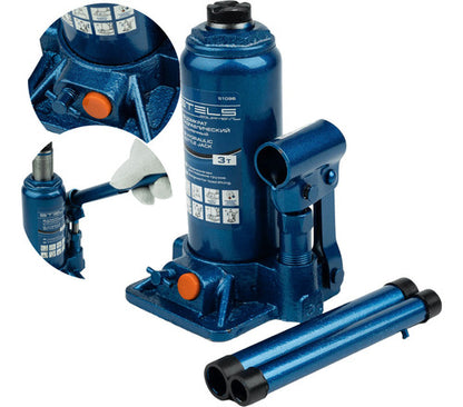 Macaco Hidráulico Tipo Garrafa 3 Toneladas 34,4cm Stels Azul
