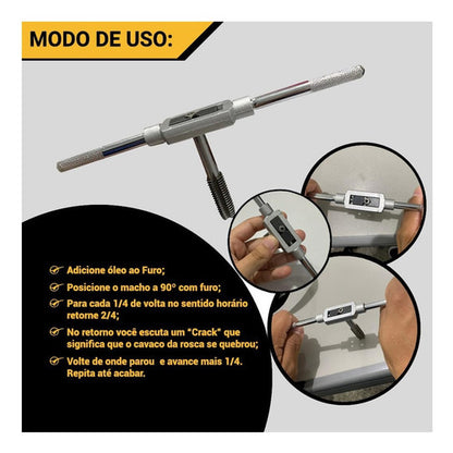 Kit 8 Peças Jogo Macho Abrir Fazer Rosca Aço Carbono Bestfer Prateado