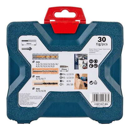Kit Jogo Ferramentas Brocas Bits X-line Titânio 30 Pçs Bosch