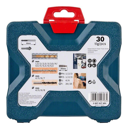 Kit Jogo Ferramentas Brocas Bits X-line Titânio 30 Pçs Bosch