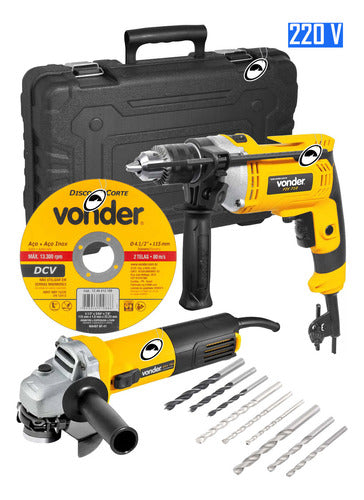kit esmerilhadeira 4.1/2 750w e furadeira 1/2  710w vonder