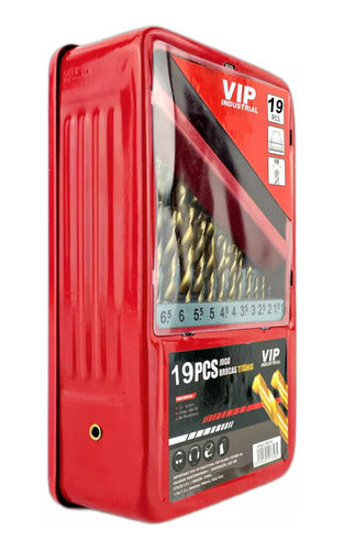 Jogo De Brocas Titânio 1mm Ao 10mm Aço Rápido 19 Peças Vip