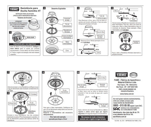 Resistencia Ducha Chuveiro Faminho 4t Fame 6800w 220v