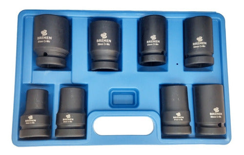 Kit Soquete Médio De Impacto 1 Pol 19 A 41 Mm 8 Peças Bremen