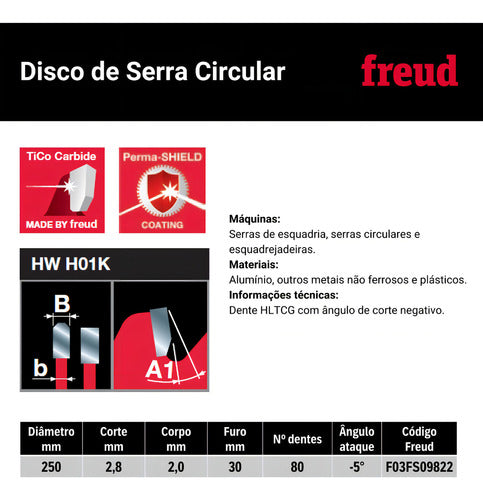 disco de serra circular 10 para alumínio freud fr23a001m