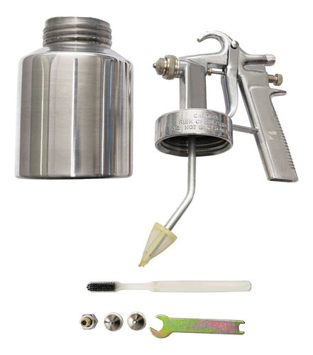 pistola de tinta baixa pressão ar direto 1000ml aluminio cor prata
