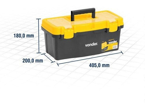 caixa plástica vonder para ferramentas 40cm c/ bandeja preto