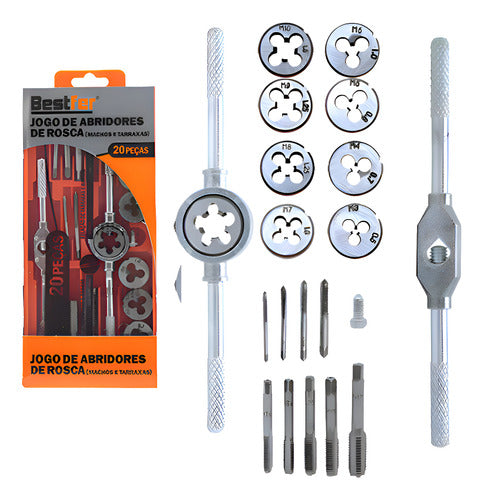 Kit Tarraxas E Cossinete Macho Jogo 20 Peças Estojo Bestfer  Laranja