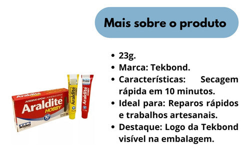 araldite hobby cola epóxi 10 minutos 23 gramas tekbond