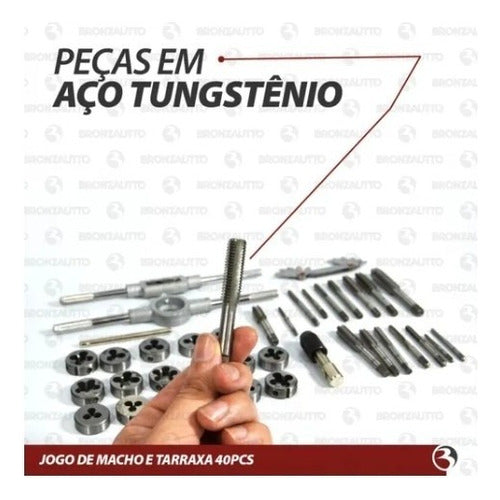 jogo de machos e tarrachas 40 peças vip industrial