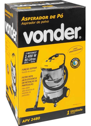 Aspirador De Pó E Líquidos 80 Litros 2.400w Apv2480 Vonder A Amarelo
