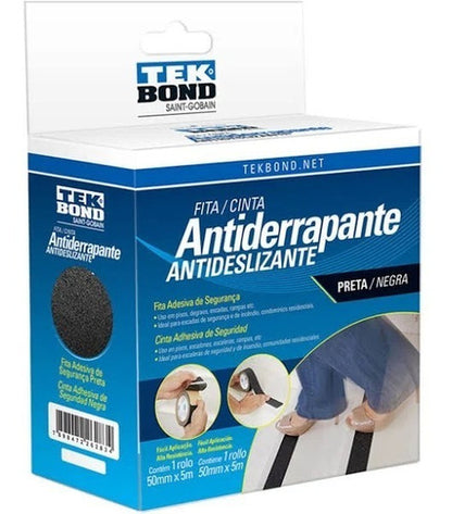Fita Antiderrapante Autoadesiva Preta 50mmx5m Tekbond