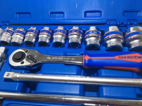 jogo de soquetes estriado com 24 pçs 1/2 king tony st4028mr