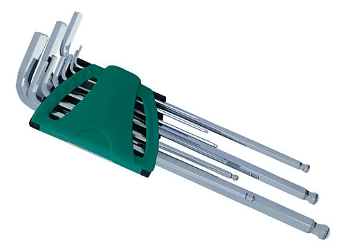 jogo chave allen abaulada longa 9pc 1,5a10mm sata st09105asj prateado