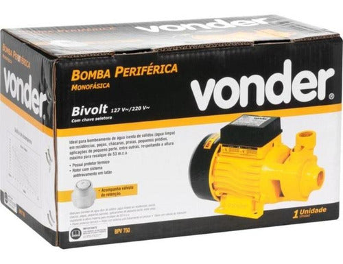 Bomba De Água Periférica 1hp Bpv750 Vonder Monofásica 60 Hz Amarelo Monofásica