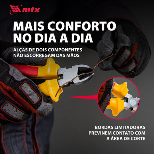 alicate corte diagonal isolado ate 1000v vde 6pol 160mm mtx vermelho