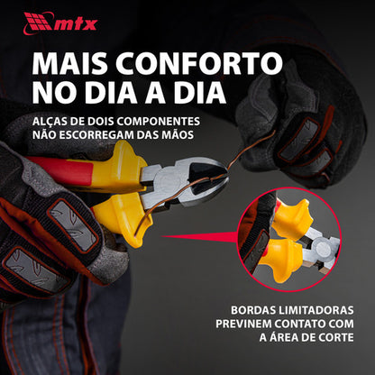 Alicate Corte Diagonal Isolado Ate 1000v Vde 6pol 160mm Mtx Vermelho