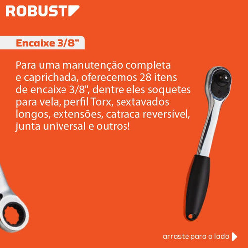 Maleta Jogo Ferramentas Completa Gedore Robust 178 Peças Preto e Laranja