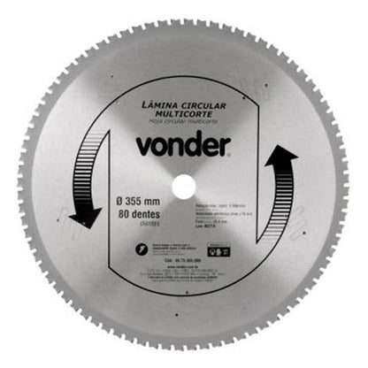 Lamina Serra Circular 355mm 14  80 Dentes Multicorte Vonder