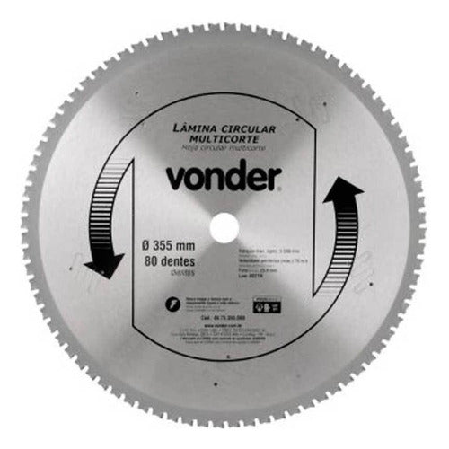 Lamina Serra Circular 355mm 14  80 Dentes Multicorte Vonder