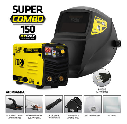 Maquina Solda Inversora Super Tork Kab Ie-6150-bv Mma Tig 15 Amarelo