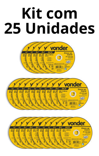 Disco De Corte Fino Vonder Dcv 115mm 4.1/2 Pol 25 Unds Amarelo