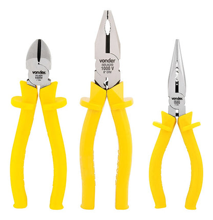 Kit 3 Alicates Corte Bico Longo Universal Isolado Vonder