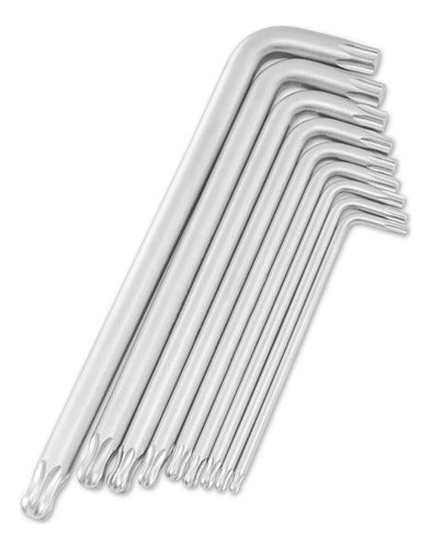 Jogo De Chaves Hexagonais Tork Longas Cr-v T10-t50 Com 9 Peç