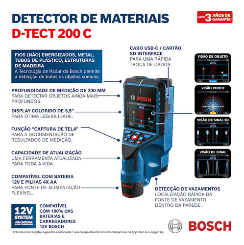 detector metais pvc digital scanner c/ bolsa dtect200c bosch azul