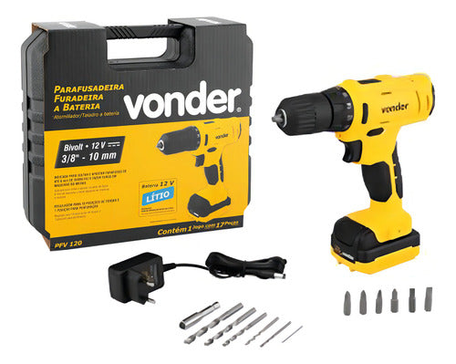 parafusadeira e furadeira a bateria 12v biv pfv120 1 bateria - amarelo - 50 hz/60 hz - 110v/220v