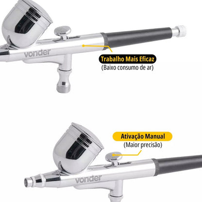 Aerógrafo Com Acessórios 13 Pcs Vonder 6220013000 Prateado