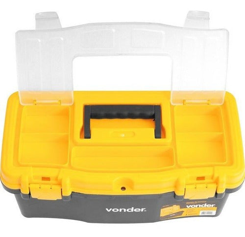 caixa plástica vonder para ferramentas 40cm c/ bandeja preto