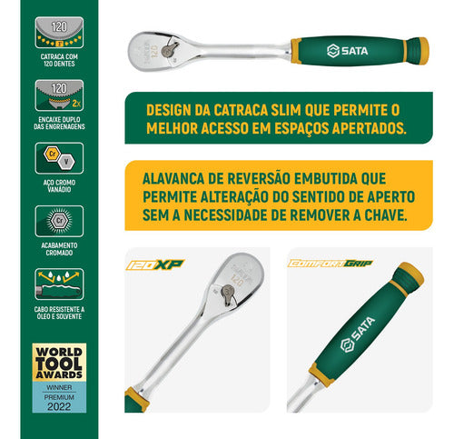 Jogo De Catracas 1/2  1/4  3/8  120 Dentes 3 Pçs Sata