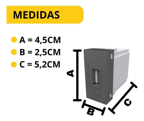 módulo tomada usb 3a bivolt habitat onix chumbo cinza fame