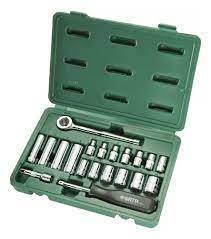 Jogo Soquete Sextavado Catraca 1/4 Profissional 20 Pcs Sata