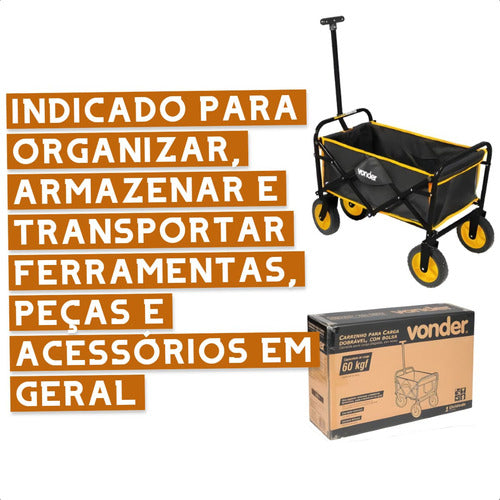 carrinho para carga dobrável 60kg vonder amarelo e preto amarelo/preto