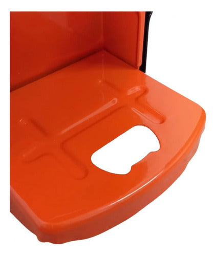 amassador de latinha com abridor de garrafa corpo em aço laranja